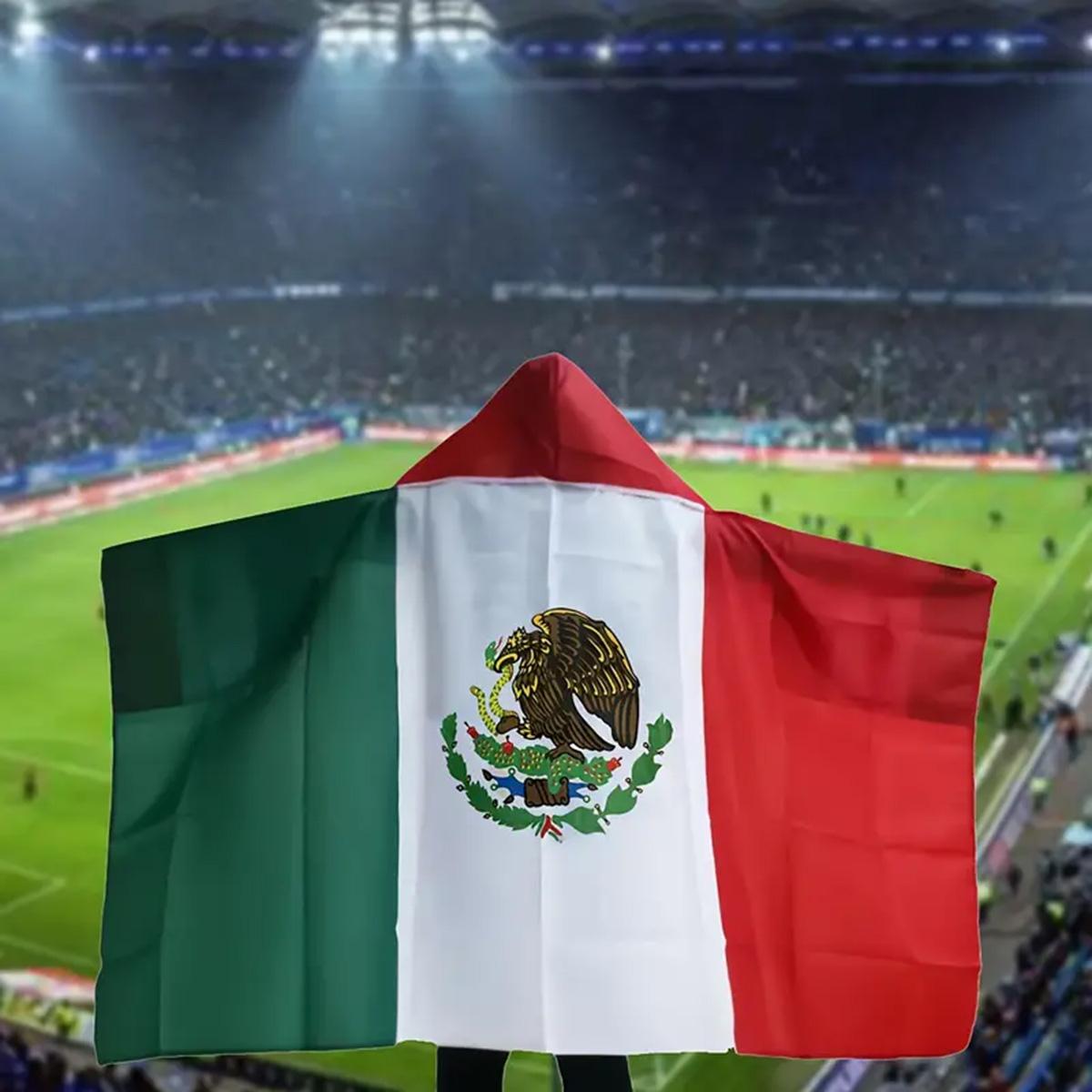 1pc, Mexico Body Flag With Cap, 90x150cm 3x5ft Mexico Cape Flag, Fan Banner, Fans Gift, Indoor Outdoor Banner Decorations (as the picture,3x5FT)
