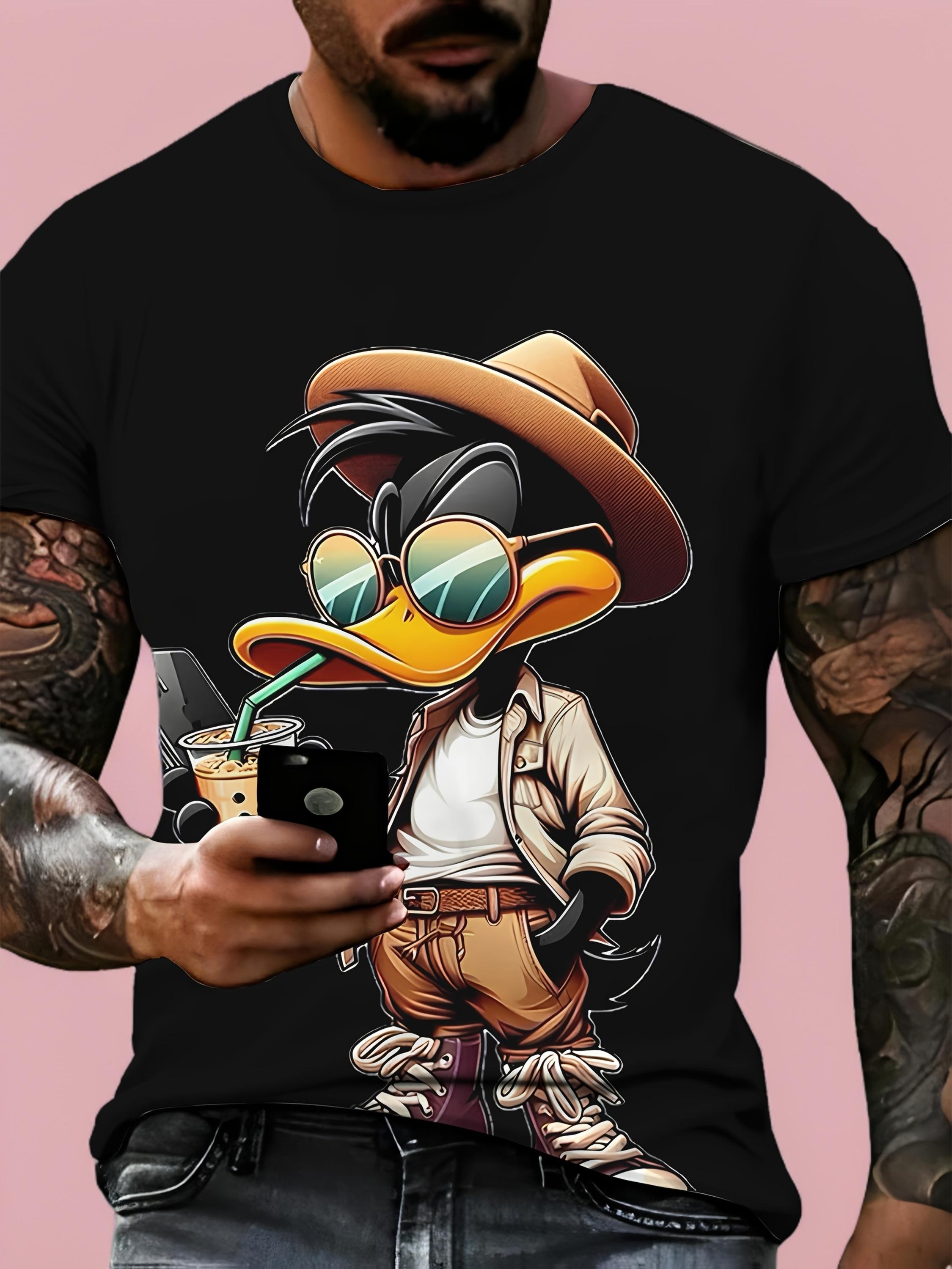 

Fun Men s Cartoon Duck 3D Printed T-shirt Summer Trend Harajuku Short Sleeved Top Casual Fashion Outdoor Street Wear S