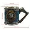 1pc 450ml/15.22oz Viking Beer Cup, European Battle Axe 3D Viking Mark Figures Mark Coffee Cup Gift