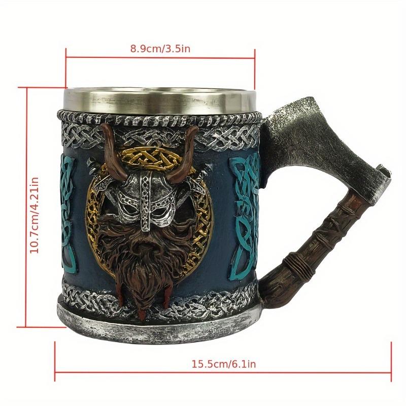 1pc 450ml/15.22oz Viking Beer Cup, European Battle Axe 3D Viking Mark Figures Mark Coffee Cup Gift