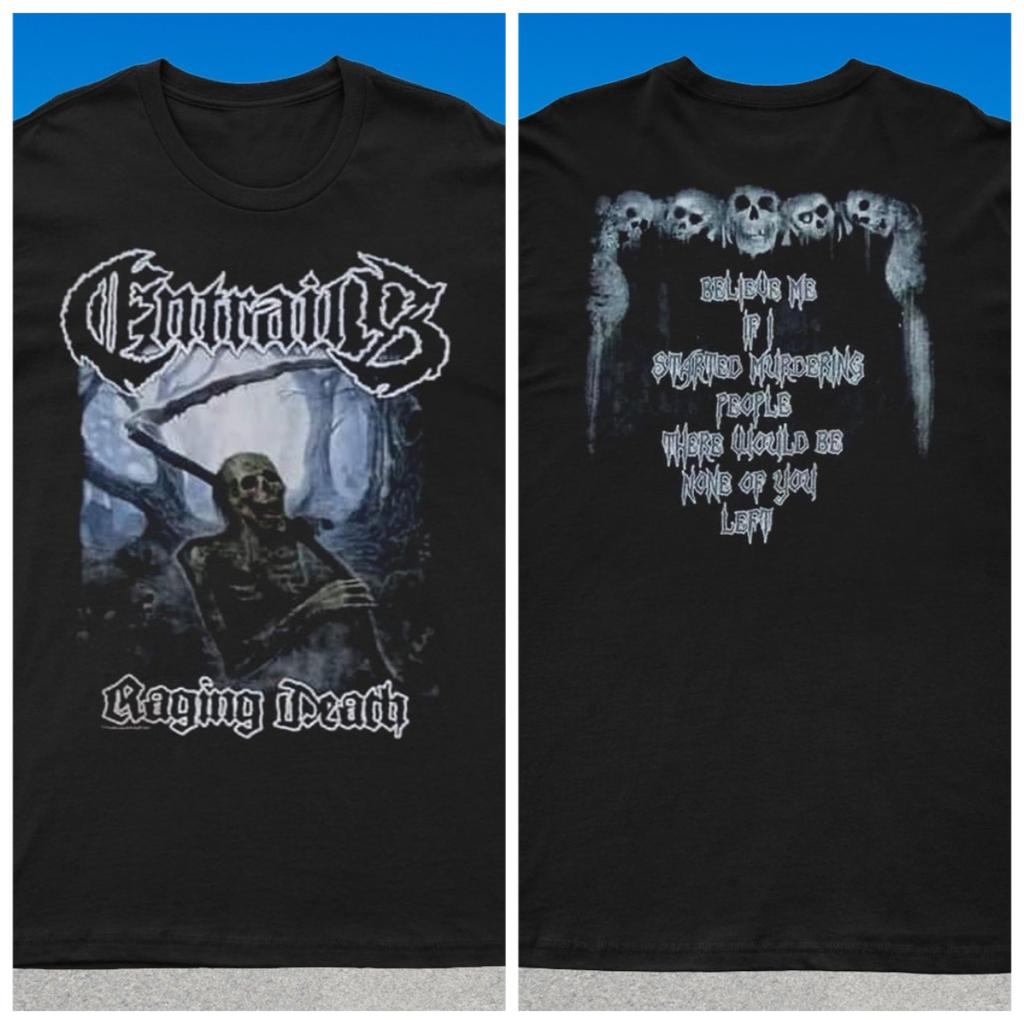 2025 New ENTRALS - RAGING DEATH Printed Unisex Street Fashion Trendy Short Sleeve with Pure Cotton Round Neck