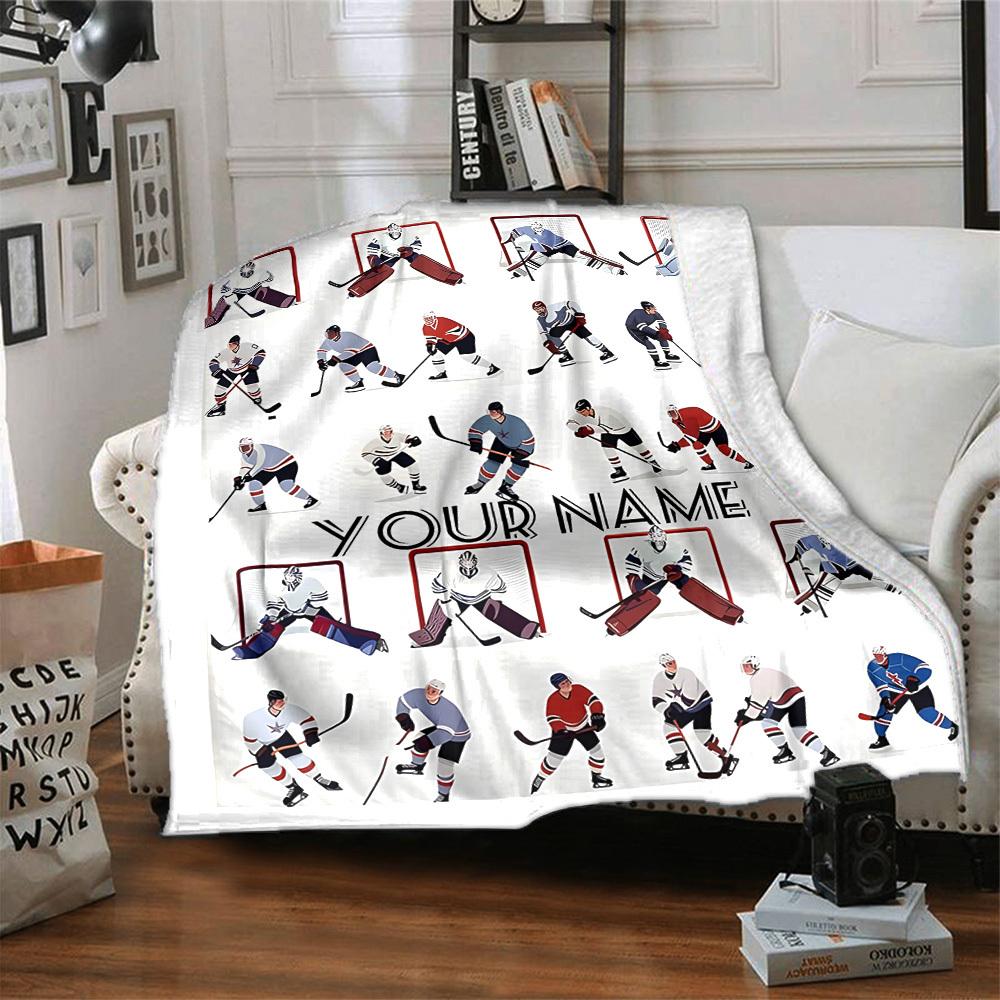 Hockey Lifestyle Eat Sleep Play Repeat Live Love Throw Customize Text Comfortable Texture Versatile For Sofa Couch Office Bed Picnics Allseason Use