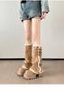 10Cm ultra-thick-soled trouser boots women's winter small height-increasing Merad hairy button boots