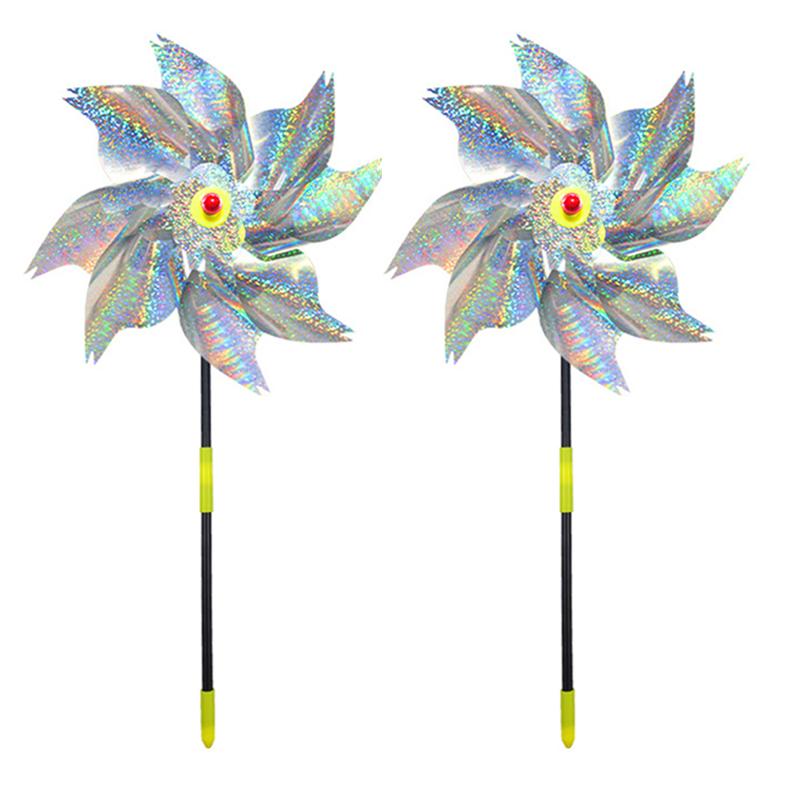 1/2/3Pcs Reflective Bird Repellent Pinwheels 9.6 Inches In Diameter Silver Dot High Reflective Effect Suitable for Yard Balcony