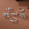 6pcs / Set Vintage Silver Women's Knuckle Ring Heart Ring Set Party Bohemian Jewelry