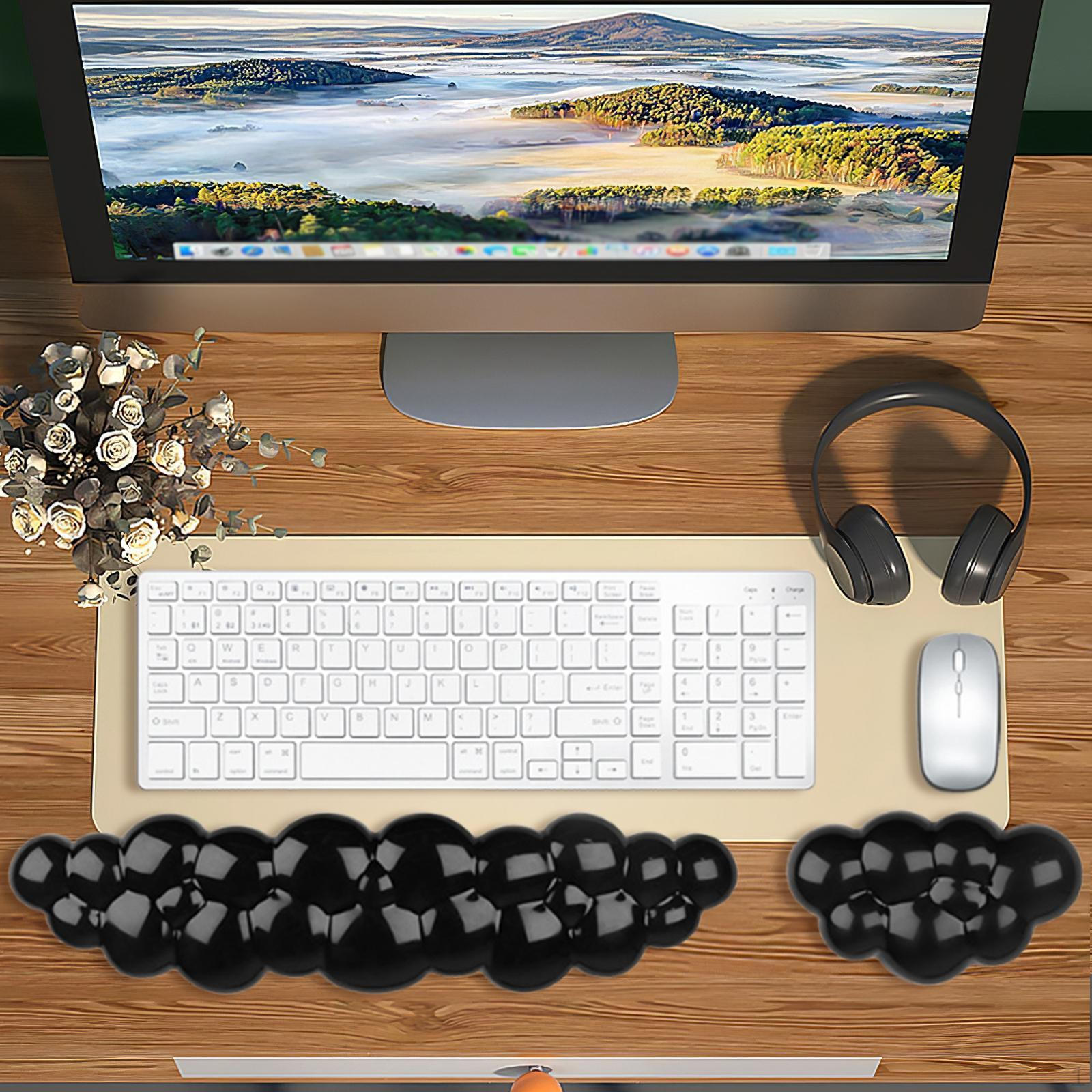 

Keyboard and Wrist Set Birthday Gift Bubble Massage Rest Gaming Pad for Office чёрный