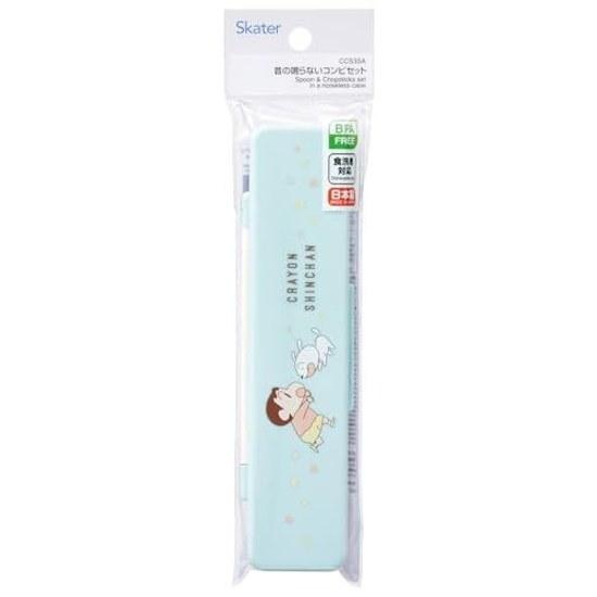 Skater Chopsticks Spoon Set Bento Adult Combination 18cm Non-noisy Made Japan Crayon Shin-chan Pastel Star CCS3SA-A