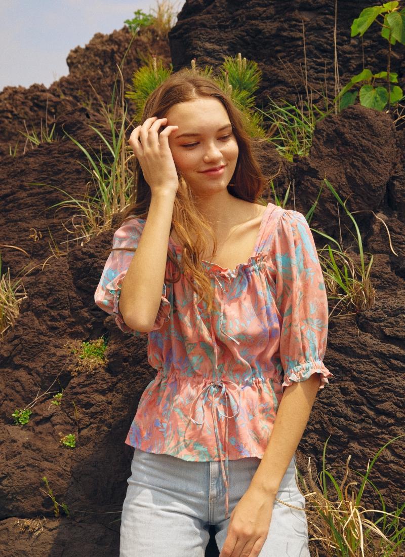 Met And Mel [Banana Leaves Blouse] Pale Pink