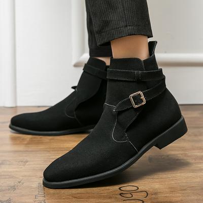 2024 Vinterstövlar Mocka Chelsea Boots för Män Platå Spetsig Tå Mode Stövlar Hög Kvalitet Höga Bekväma Ankelstövlar