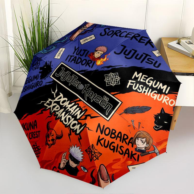 1 PC Automatic Folding Umbrella - Jujutsu Kaisen Pattern Portable Foldable Design With 8 Ribs Christmas Birthday Gifts