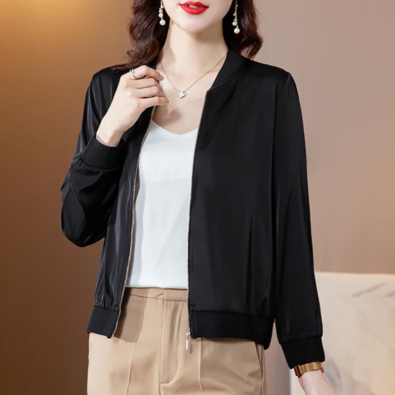 

Бейсбольная джерси короткая куртка женская одежда лето новая весна и осень куртка для мам маленькая тонкая верхняя часть 4XL чёрный