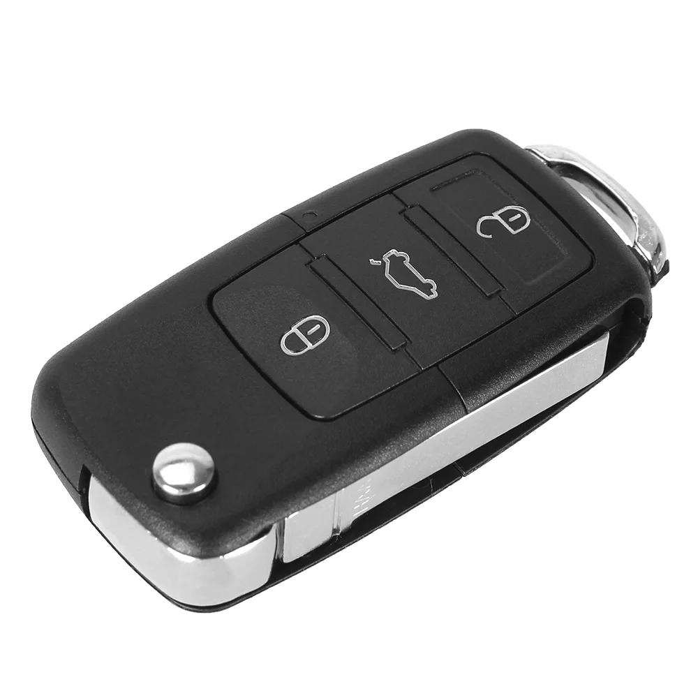 Dandkey 3 Buttons Flip Key Shell For Volkswagen Vw Jetta Golf Passat Beetle Polo Bora Fob Folding Remote Key Case