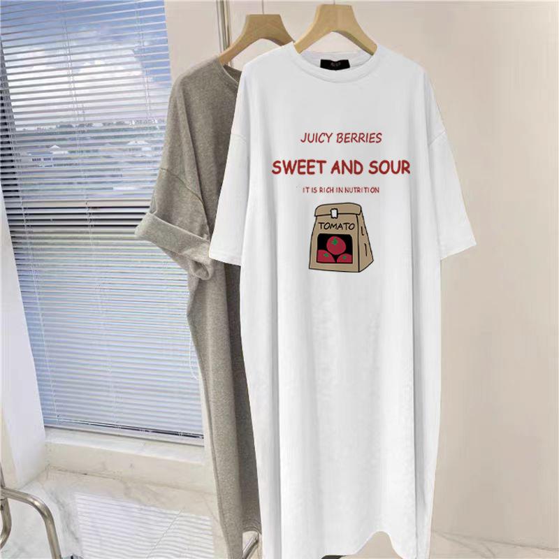 New Maternity Summer Top Fashion Pure Cotton Korean Version Loose Short-sleeved T-shirt Skirt Dress Medium and Long