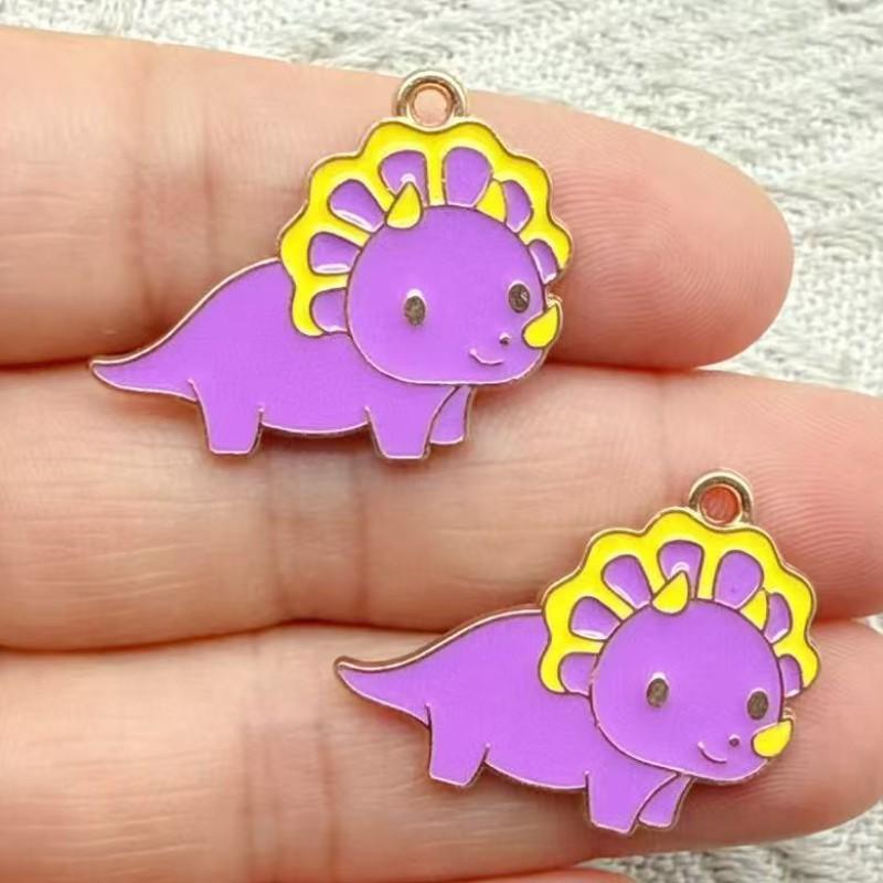 10Pcs Enamel Cartoon Dinosaur Pattern Design Charms Alloy Metal Pendants For Diy Jewelry Making Accessories