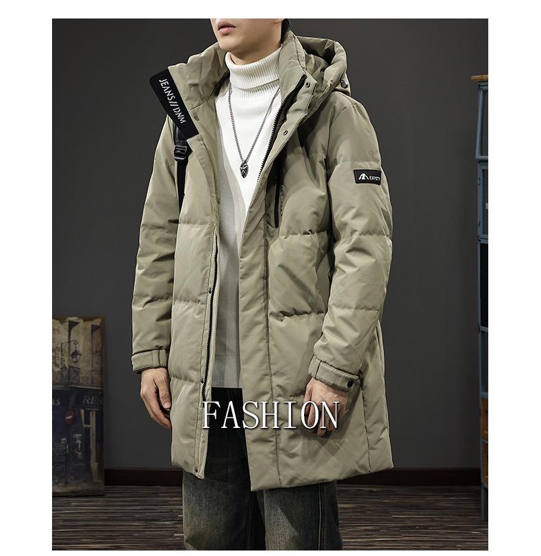 Men's 2025 Winter Hooded Down Jacket, 90% Duck Down, Mid-length, Warm H-Shaped Trendy Coat