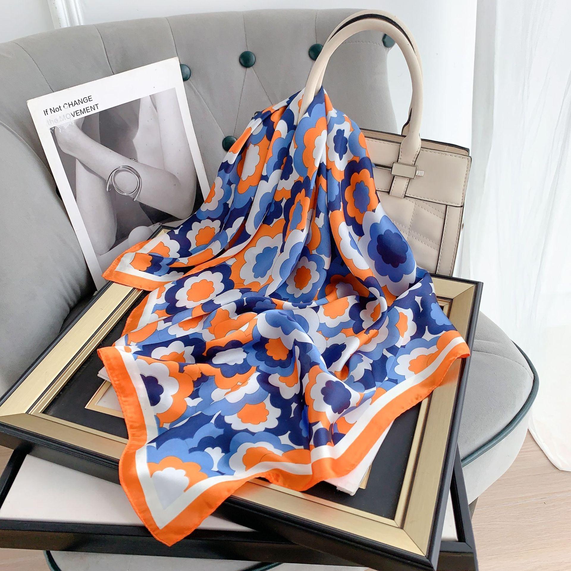 

Модный платок, шейные шарфы, женские 70x70 см, маленькие шали и накидки, шарфы-хиджабы 70x70cm кадмий оранжевый