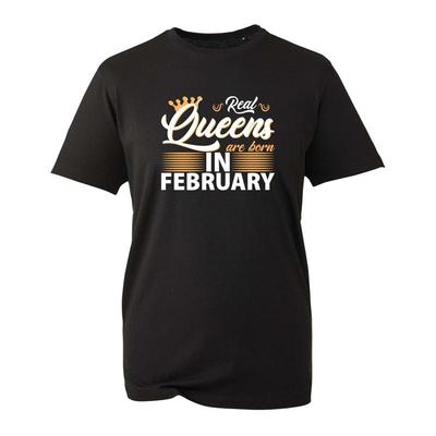 Les Vraies Reines Naissent en Février T-shirt Anniversaire Fille Haut Drôle Femme