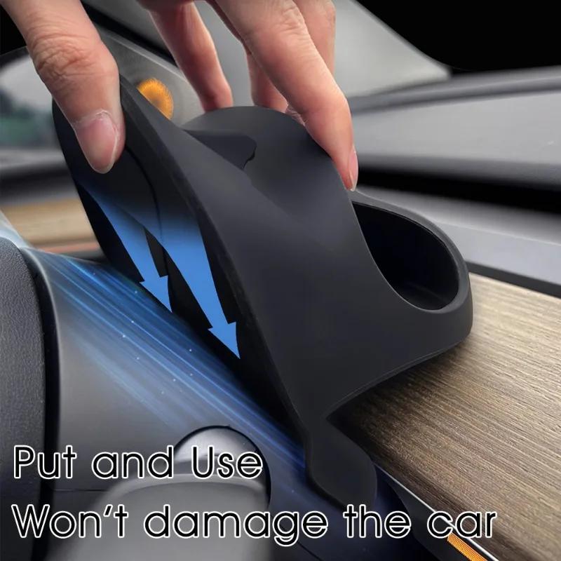 For Tesla Model 3/Y Car Steering Wheel Rear Mobile Phone Stand Car Navigation Stand Silicone Glasses Tray Sunglasses Stand