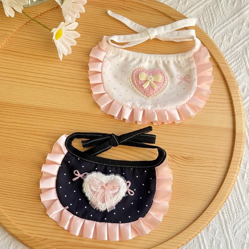 Sweet Cute Bowknot Pet Bib Lace Cats Dress Up Pet Cat Scarf Polka Dot Cat Scarfs Small Dogs