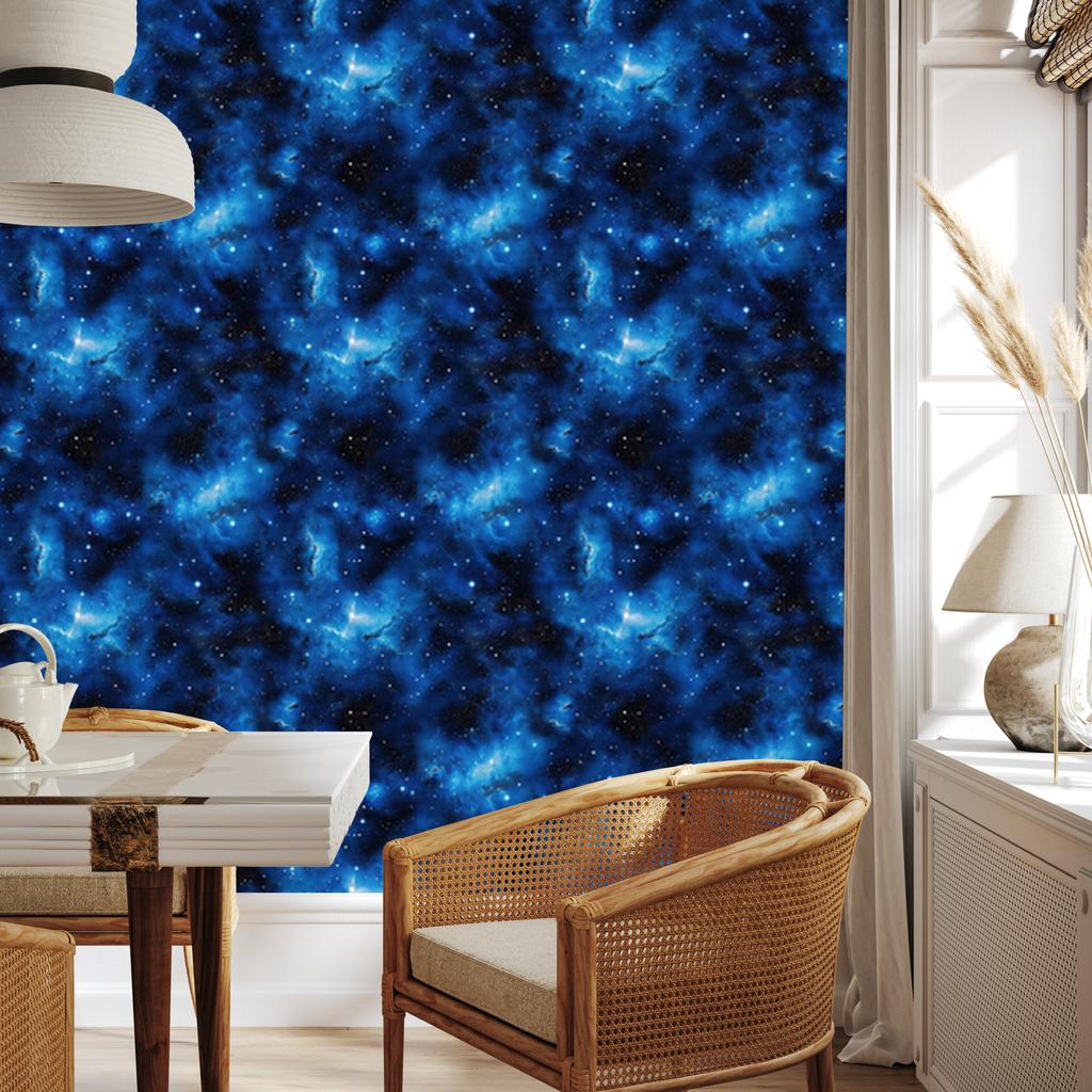 Watercolor Galaxy Navy Blue Wallpaper, Clear Detail 50x1000