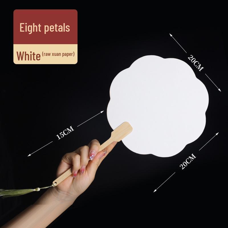 Thickened Double-Sided DIY Round Fan with Blank White Xuan Paper for Hand-Painting