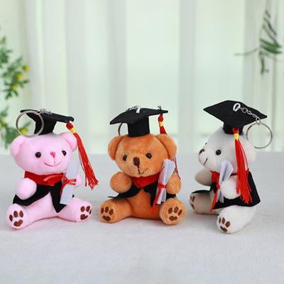 Graduation Teddy Bear with PhD Cap Hypoallergenic Plush Stuffed Animal Children Companion Doll Keychain Accessory & Desk Decor for Graduates