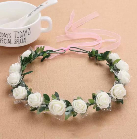 

Forest Series Flower Crown For Women Exquisite Simulated Floral Hair Crown Spring Hair Decor Wreath, for Wedding Use белый