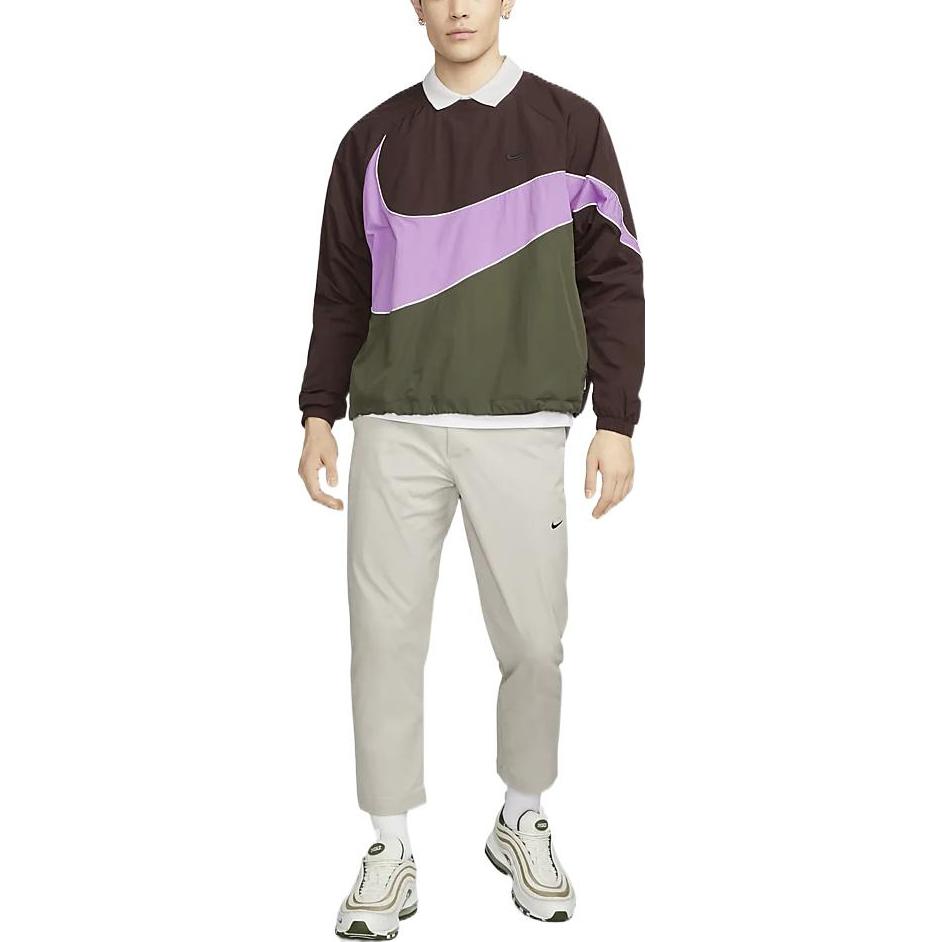 Nike Big Swoosh Webjacke V1 Earth/Rush Fuchsia/Cargo Khaki Herren Streetwear DX0661-227