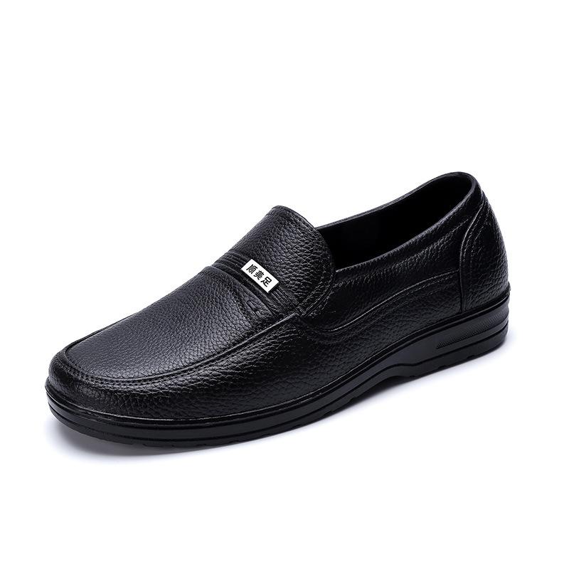 

Мужская повседневная кожаная обувь, водонепроницаемая кожаная обувь, лоферы на толстой подошве, деловая обувь для взрослых, Zapatos De Hombre 10 чёрный