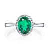 Women's 925 Sterling Silver Open Ring with Cultured Emerald - Elegant Daily Gift