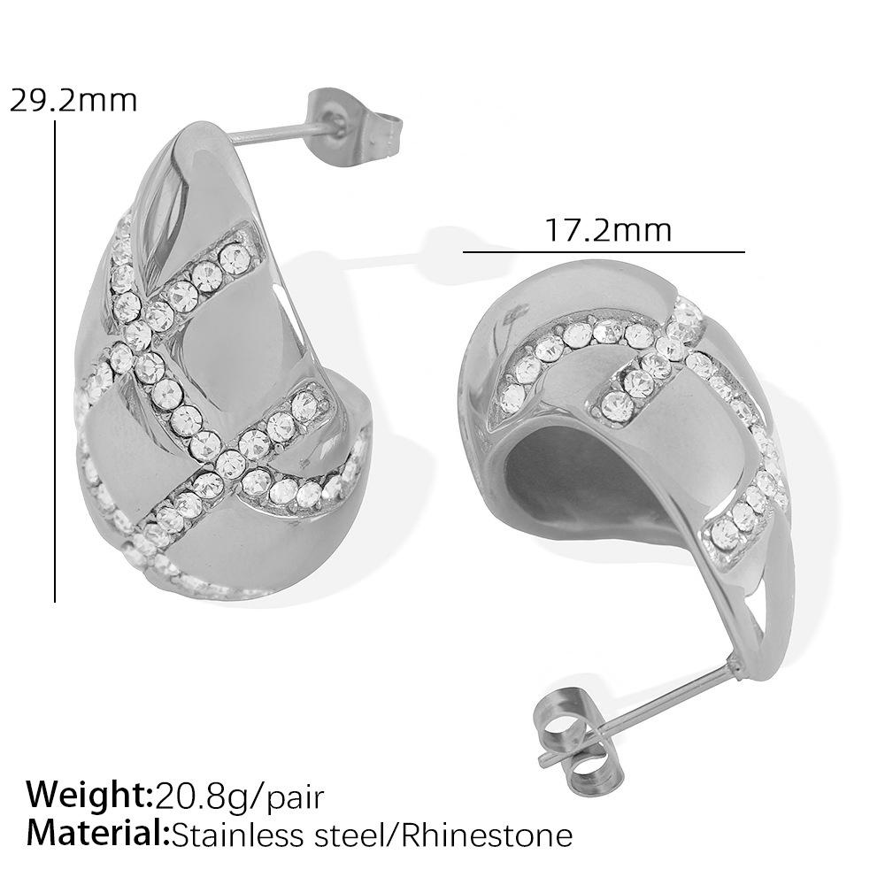 Design Hohl Wassertropfen Voll Diamant Ohrringe Ohrschmuck Titanstahl Vielseitige Ohrringe Damen Vielseitiger Schmuck