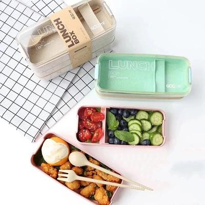 Bento-Box für Kinder, auslaufsichere Lunchbehälter, süße Lunchboxen für Kinder, Essstäbchen, spülmaschinen- und mikrowellengeeignet, Lunch-Lebensmittelbehälter
