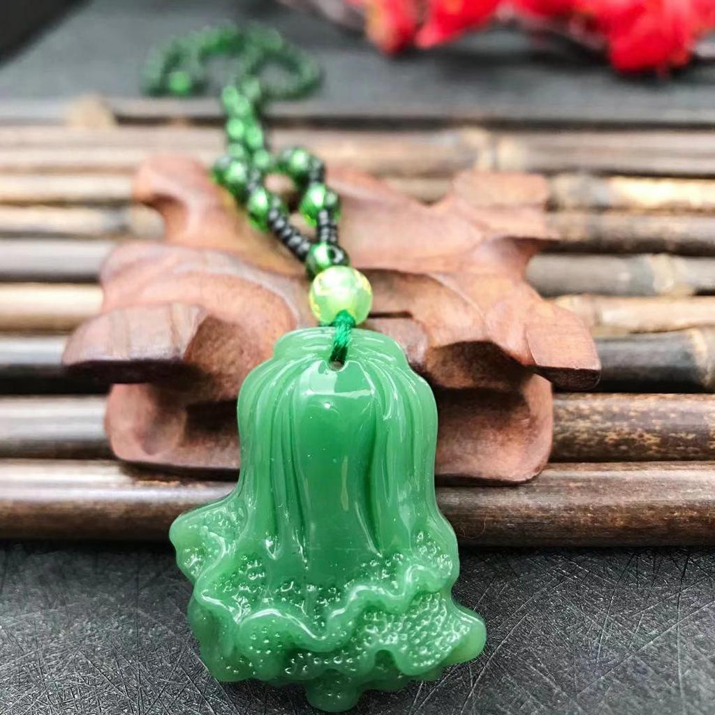 Imitace aventurínu Svetrový náhrdelník - Design zelí Guanyin od značek Wu Shi a Dragon & Phoenix