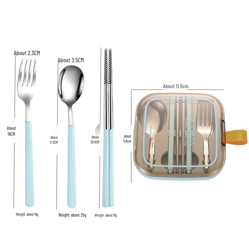 

304 Stainless Steel Detachable Pocket Cutlery Set: Elf Spoon, Fork & Chopsticks for Students & Outdoor Use