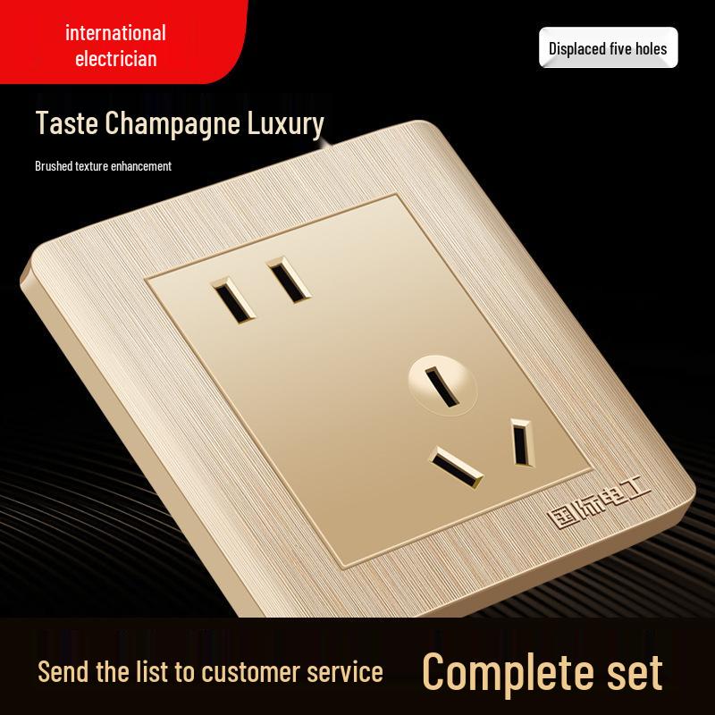 Type 86 Recessed Wall Switch and Socket Panel with USB and Multi-Hole Power Outlets