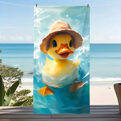 1 Pieza Divertido Toalla de Playa con Estampado de Pato Amarillo Secado Rápido Toalla de Baño Suave Absorbente Manta de Viaje Para Hombres Mujeres Vacaciones de Verano Exterior