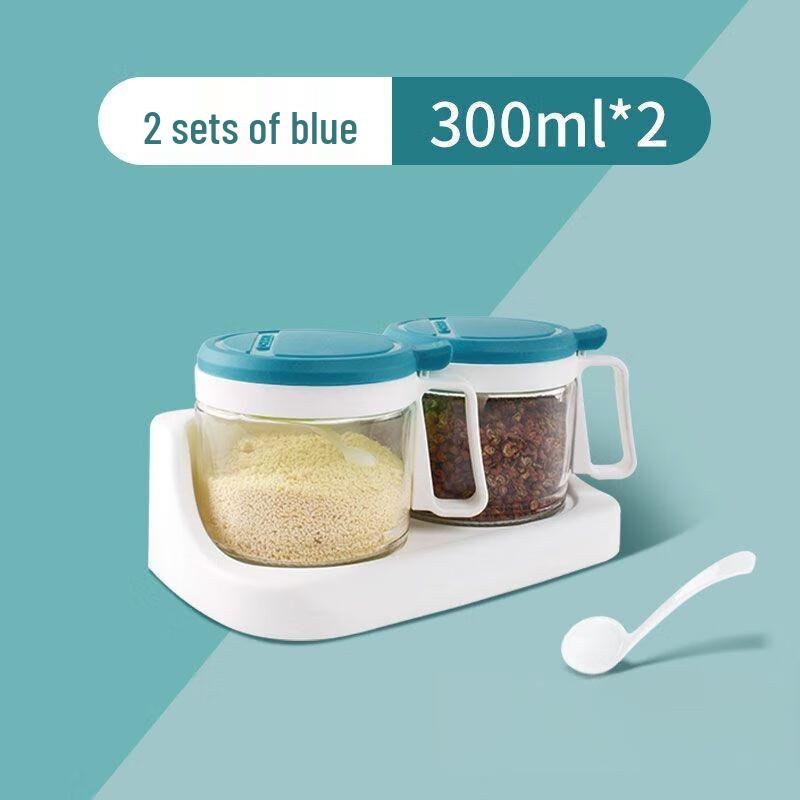 Chahua Twin Round Glass Spice Jar Set, 300ml