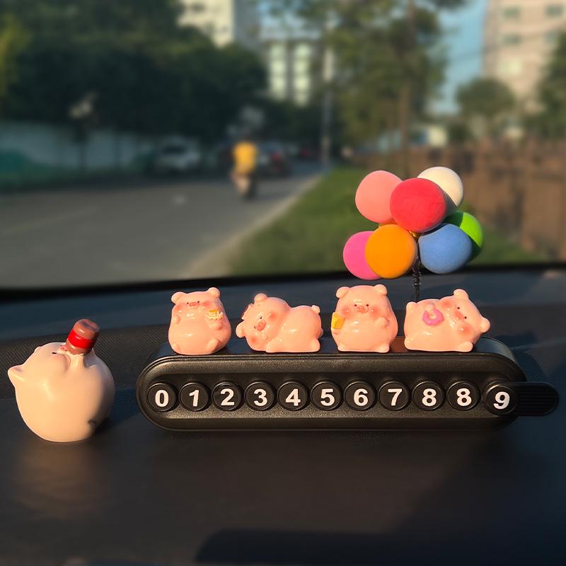 Adorable Pig Parking Phone Number Plate - Car Interior Ornament