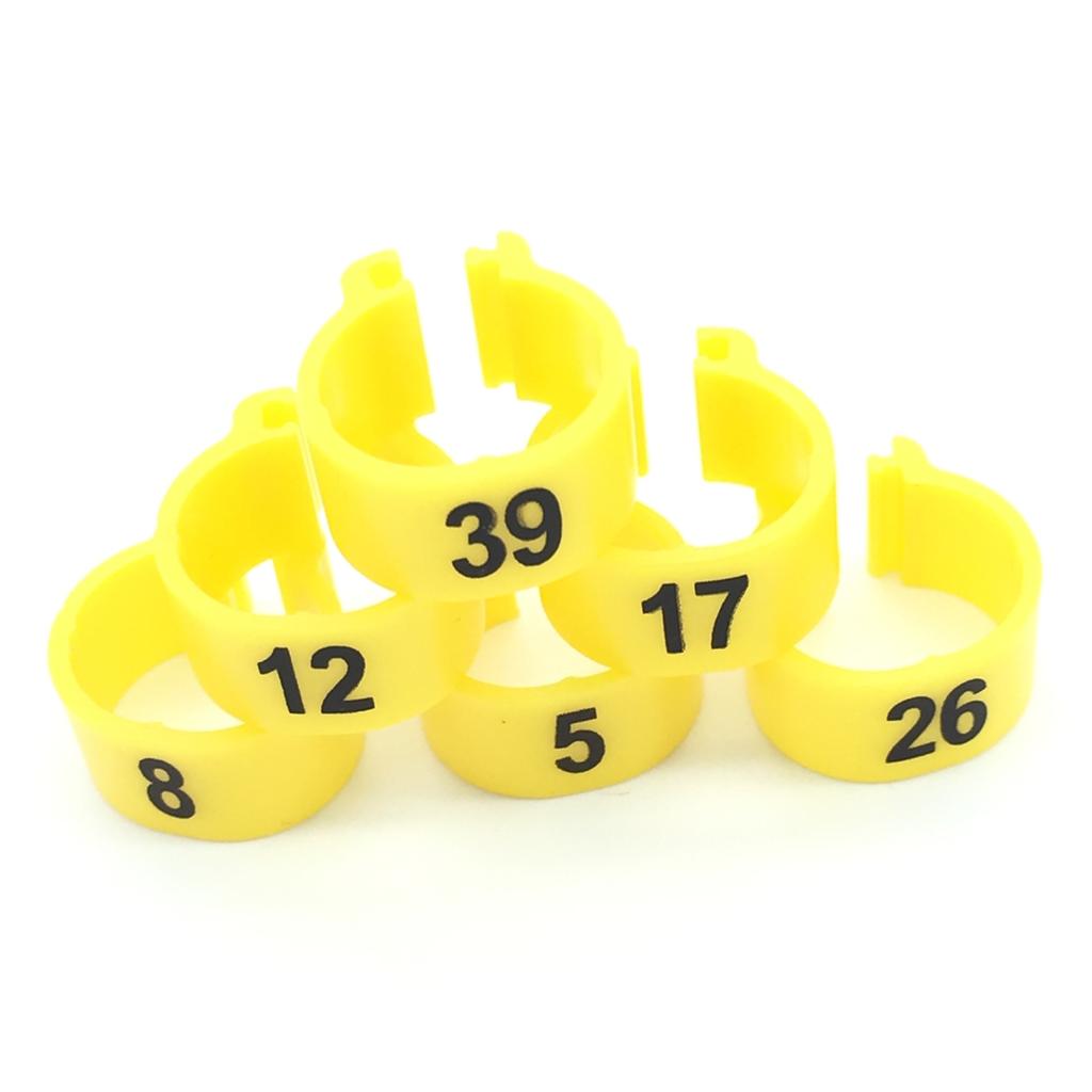 1Pack/100Pcs Digital Plastic Birds Clip Foot Rings Inner Diameter 10mm Parrot Pigeon Identification Leg Rings No.1~100 10 Colors