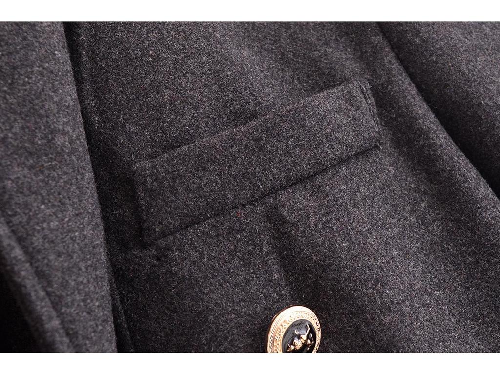 2024 Winter Women's European & American Double-Breasted Padded Shoulder Suit Jacket