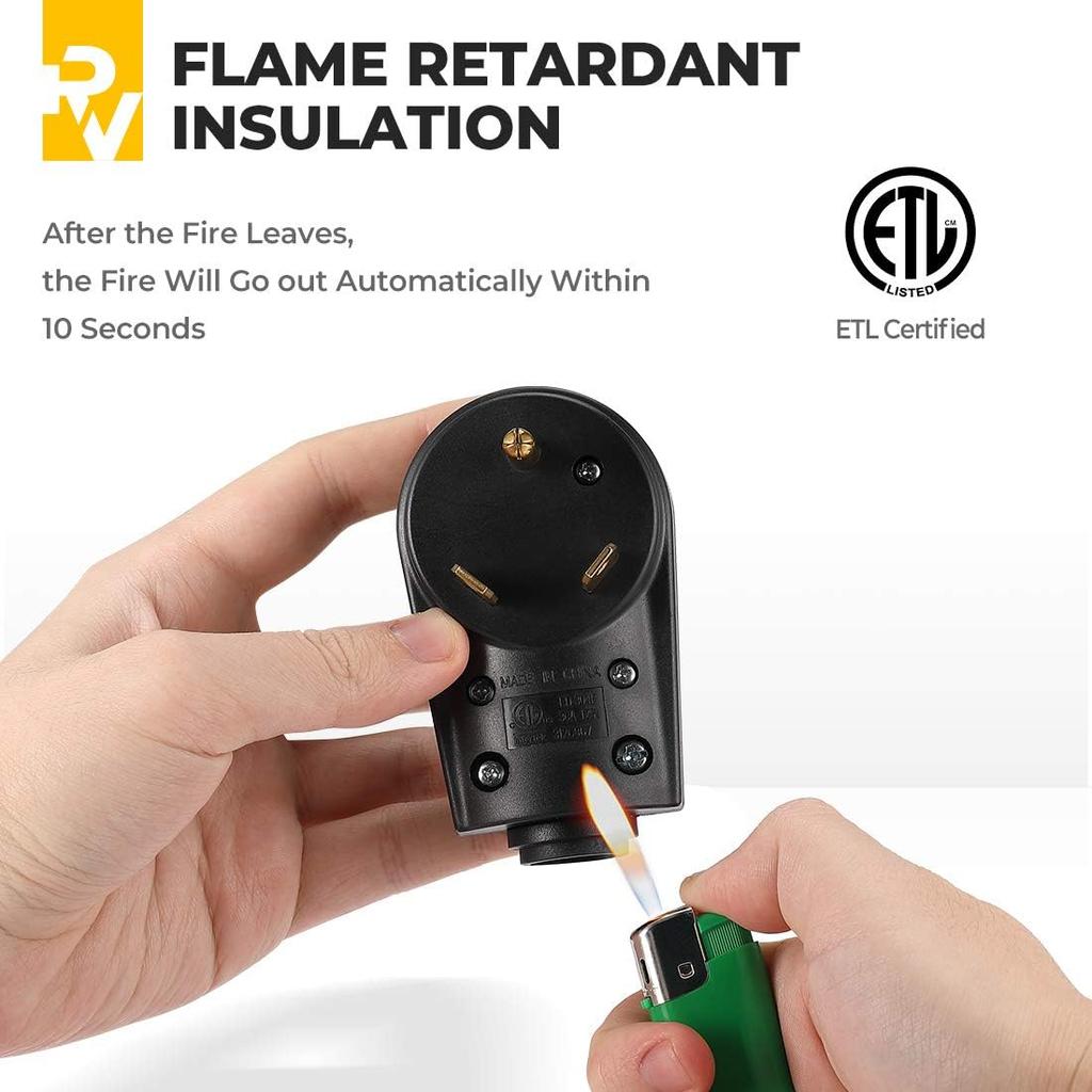 BougeRV 30 AMP RV Receptacle Plug RV 30 AMP Electrical Plug Adapter With Handle (Male Plug)