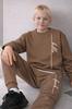 Children' Warm Tracksuit Set 134 Two-Piece With Cappuccino Print