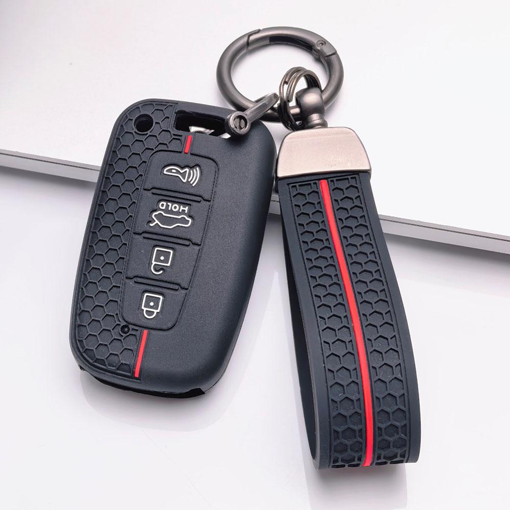 Premium Silikon Bilnyckelhölje För Hyundai i30 K2 K5 För KIA Optima K5 K3 Med Nyckelring Mjuk Silikon Bilinteriör Tillbehör