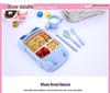 Wheat Cartoon Car Kids' Tableware Set: Divided Plate, Chopsticks, Fork, Spoon, Cup.