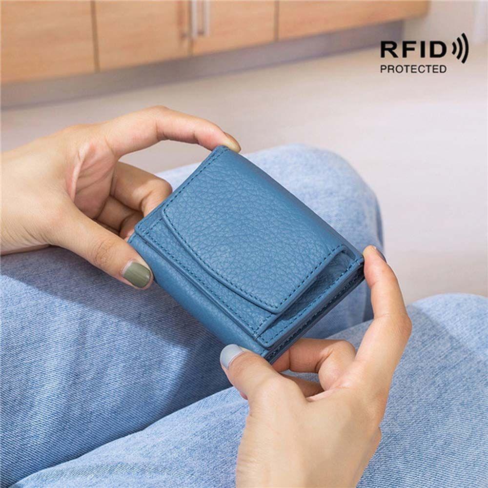 Gift Buckle Wallet Genuine Leather Cash Clip Rfid Wallet Short Purse ID Card Holder Coin Purse