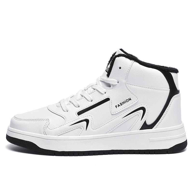 36-48 осенне-зимние мужские кожаные плюс бархатные теплые зимние женские повседневные резиновые кроссовки 36 белый