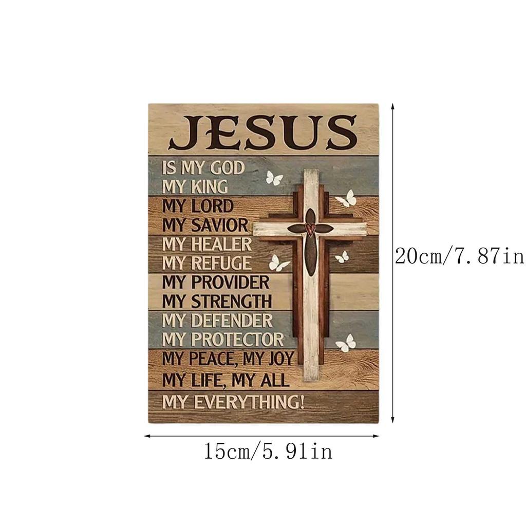 Rustic Wooden Wall Art Jesus Inspirational Quote Christian Cross Sign Religious Home Decor for Living Room Bedroom Office