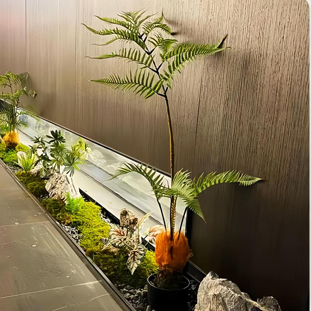 Dekorace z umělé perské trávy a kapradí: Dřevěná dekorace koně pro domácnost a fotografování