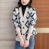 Pullover-Cardigan für Damen, kurz, V-Ausschnitt, locker und dünn, große Größe, verdickt, lässige Strick-Außenjacke für Damen