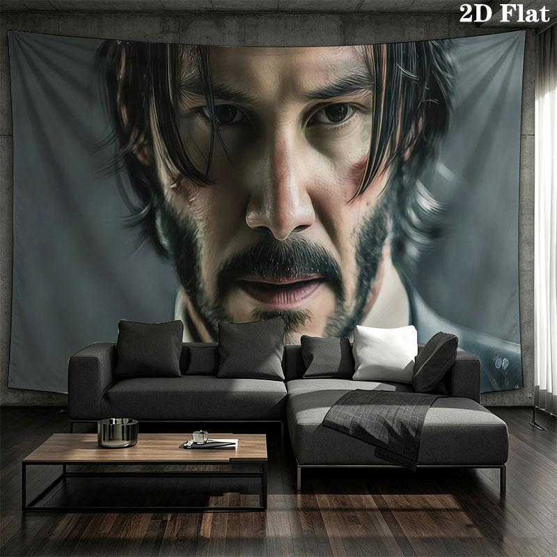 Keanu Reeves Wall Tapestry, Aesthetic Printed Fabric Blanket, Suitable for Bedroom, Living Room, and Home Decor.